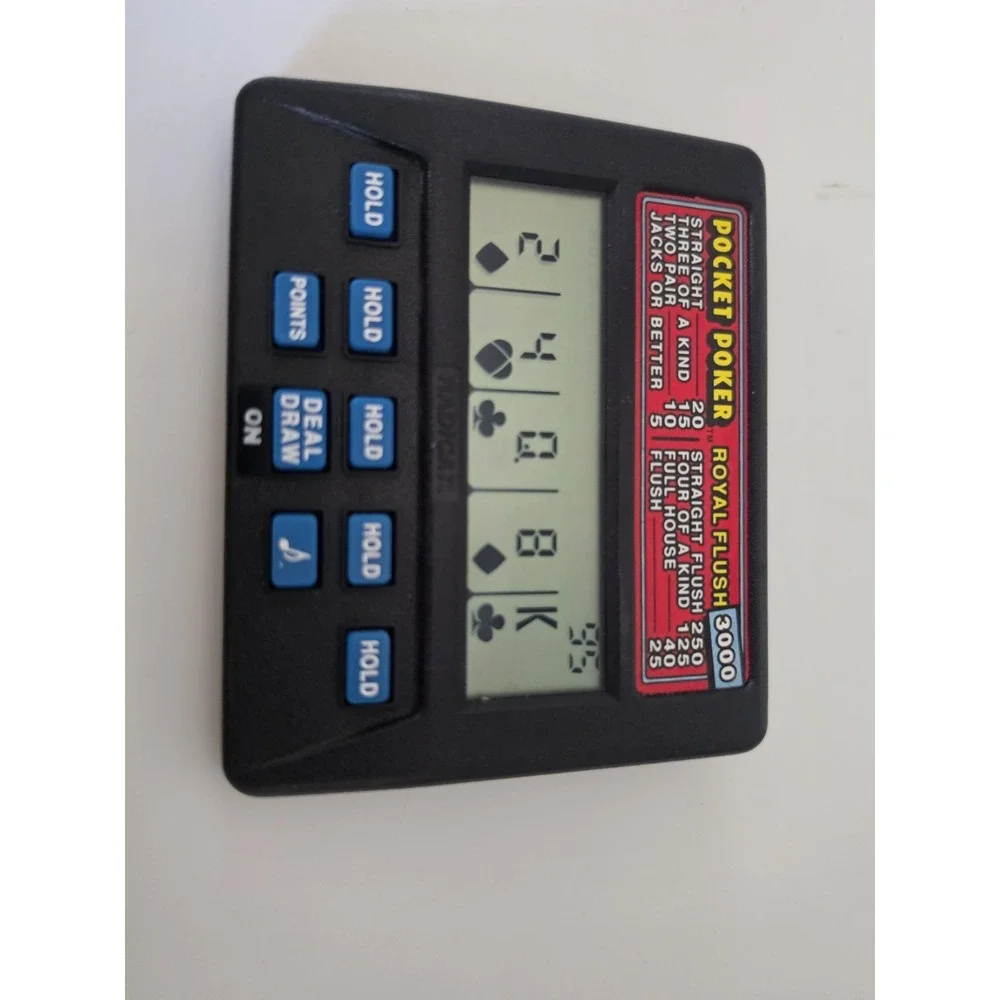 Vintage Radica Pocket Poker Royal Flush 5000 Model 1310 Electronic Handheld Game